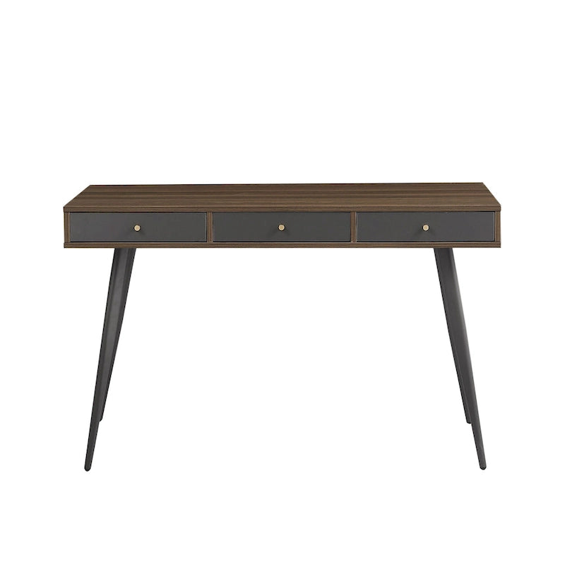 Bureau d'étude de style Mid-Century avec 3 tiroirs de rangement et finition noyer pour bureau à domicile, chambre ou étude.