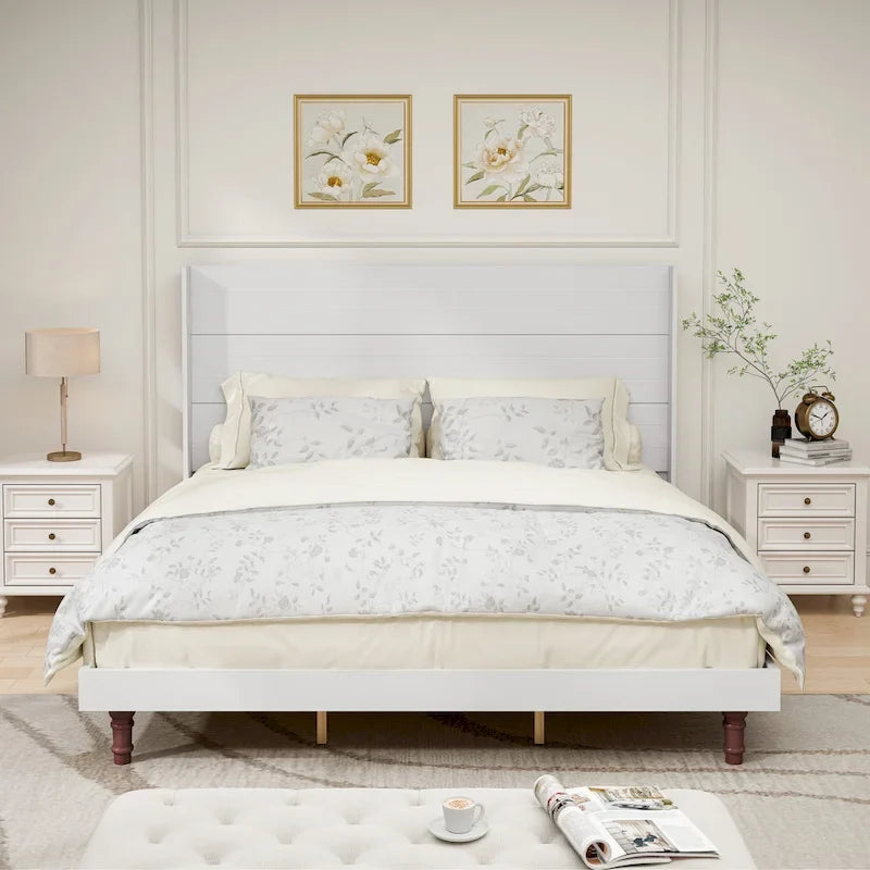 Lit plateforme King avec tête de lit haute et élégante et dossier confortable