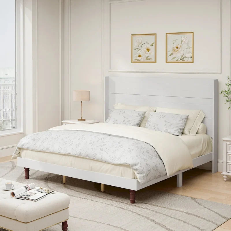 Lit plateforme King avec tête de lit haute et élégante et dossier confortable