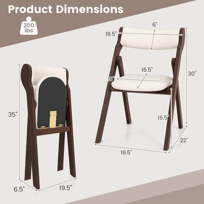 Lot de 2 ou 4 chaises pliantes avec dossier et assise rembourrés confortables