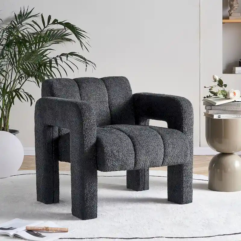 Fauteuil d'appoint rembourré de 79 cm de large en bouclé, fauteuil d'appoint moderne, chaise d'appoint, fauteuil large confortable pour chambre, salon