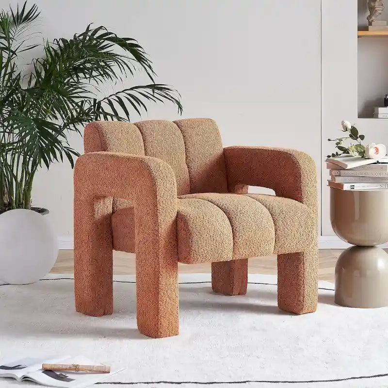 Fauteuil d'appoint rembourré de 79 cm de large en bouclé, fauteuil d'appoint moderne, chaise d'appoint, fauteuil large confortable pour chambre, salon