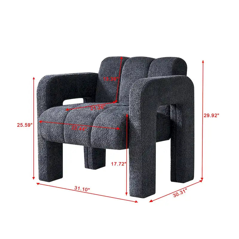 Fauteuil d'appoint rembourré de 79 cm de large en bouclé, fauteuil d'appoint moderne, chaise d'appoint, fauteuil large confortable pour chambre, salon