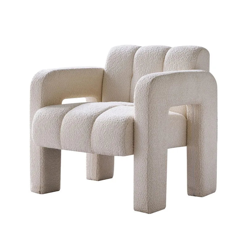 Fauteuil d'appoint rembourré de 79 cm de large en bouclé, fauteuil d'appoint moderne, chaise d'appoint, fauteuil large confortable pour chambre, salon