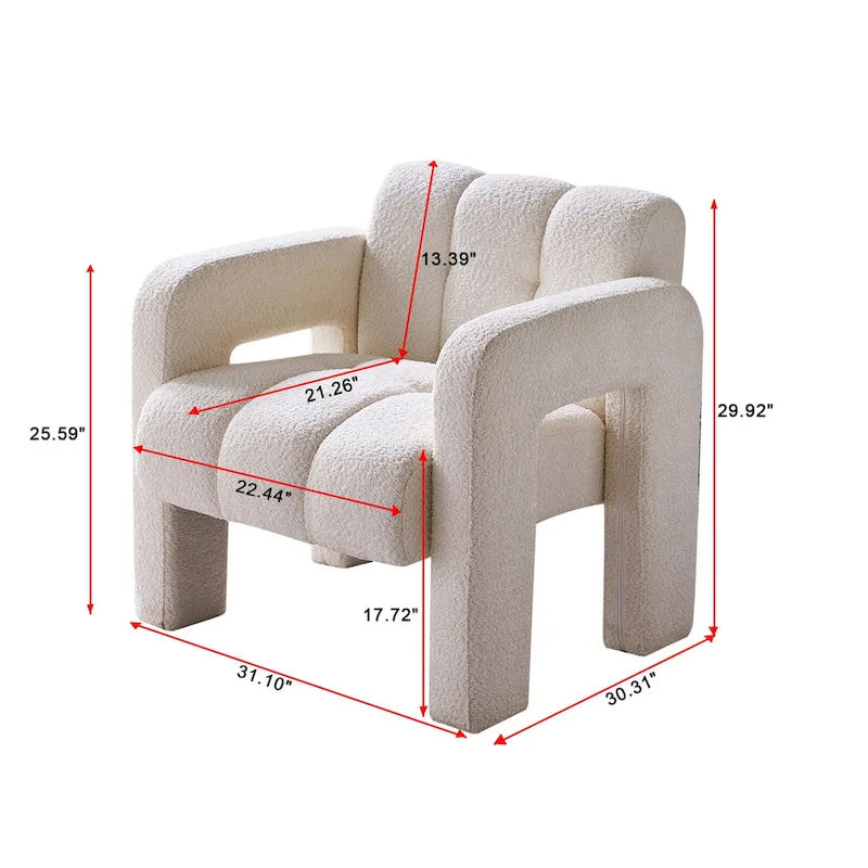 Fauteuil d'appoint rembourré de 79 cm de large en bouclé, fauteuil d'appoint moderne, chaise d'appoint, fauteuil large confortable pour chambre, salon