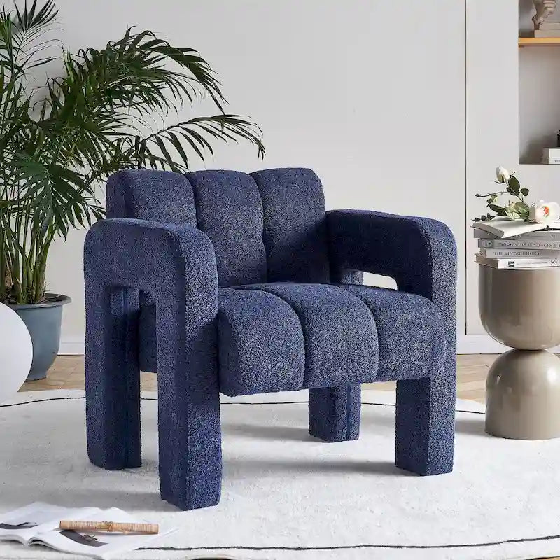 Fauteuil d'appoint rembourré de 79 cm de large en bouclé, fauteuil d'appoint moderne, chaise d'appoint, fauteuil large confortable pour chambre, salon