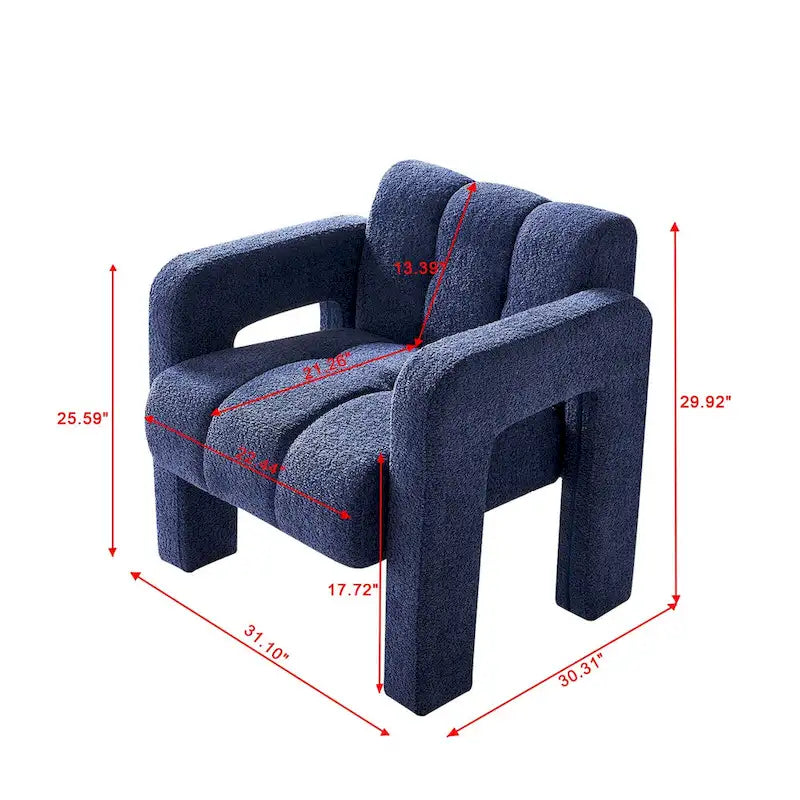 Fauteuil d'appoint rembourré de 79 cm de large en bouclé, fauteuil d'appoint moderne, chaise d'appoint, fauteuil large confortable pour chambre, salon