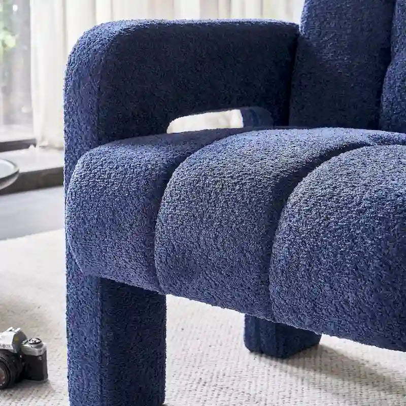 Fauteuil d'appoint rembourré de 79 cm de large en bouclé, fauteuil d'appoint moderne, chaise d'appoint, fauteuil large confortable pour chambre, salon