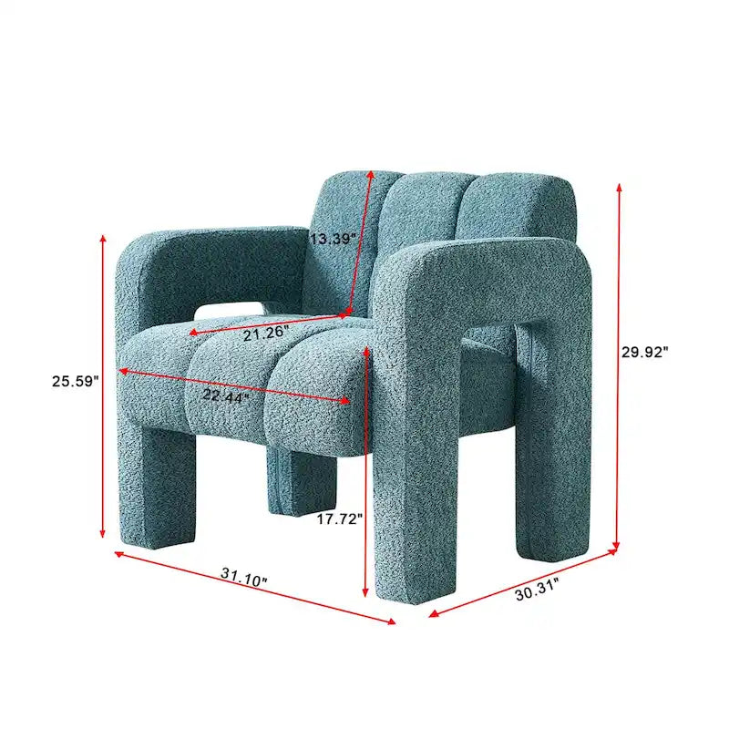 Fauteuil d'appoint rembourré de 79 cm de large en bouclé, fauteuil d'appoint moderne, chaise d'appoint, fauteuil large confortable pour chambre, salon