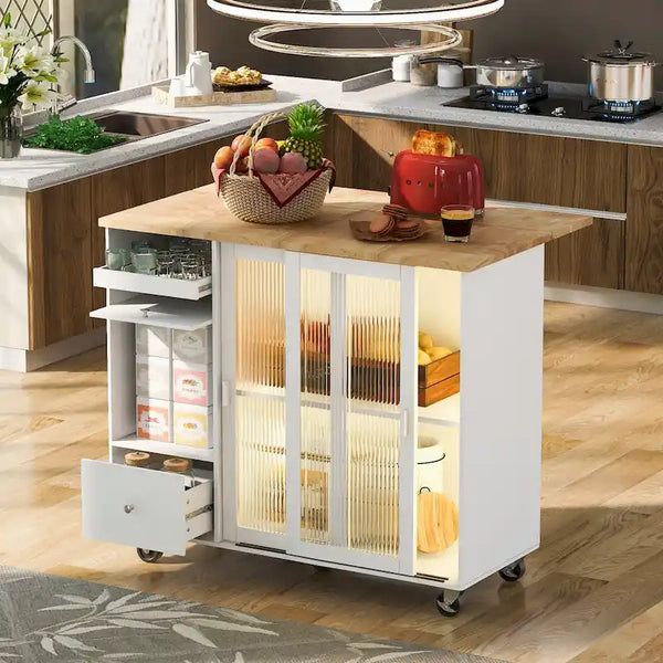 Îlot de cuisine avec abattant (tabouret non inclus)