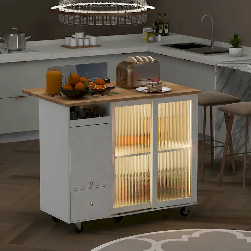 Îlot de cuisine avec abattant (tabouret non inclus)