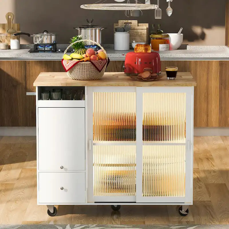Îlot de cuisine avec abattant (tabouret non inclus)