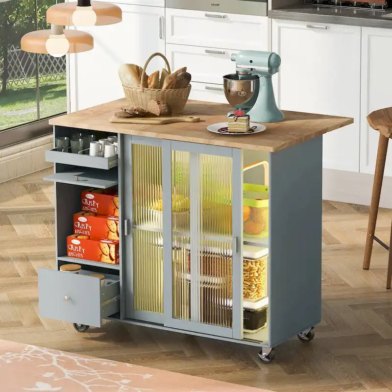 Îlot de cuisine avec abattant (tabouret non inclus)