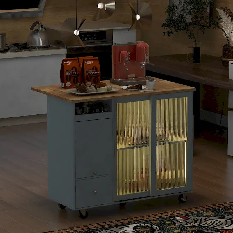 Îlot de cuisine avec abattant (tabouret non inclus)