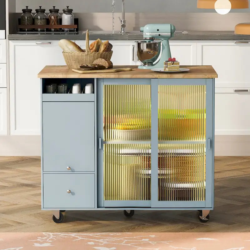 Îlot de cuisine avec abattant (tabouret non inclus)