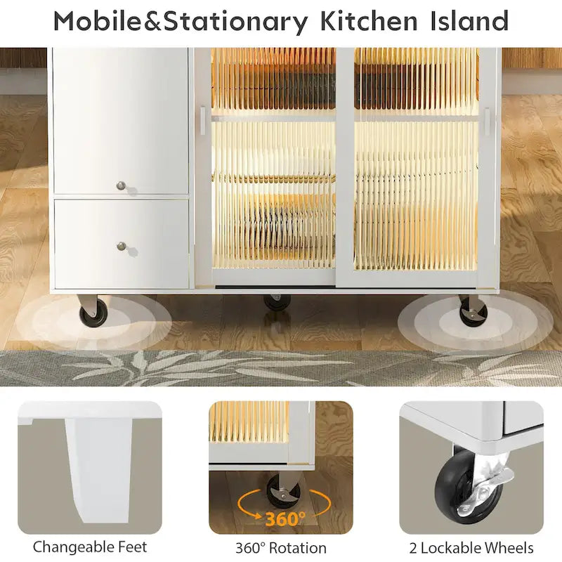 Îlot de cuisine avec abattant (tabouret non inclus)