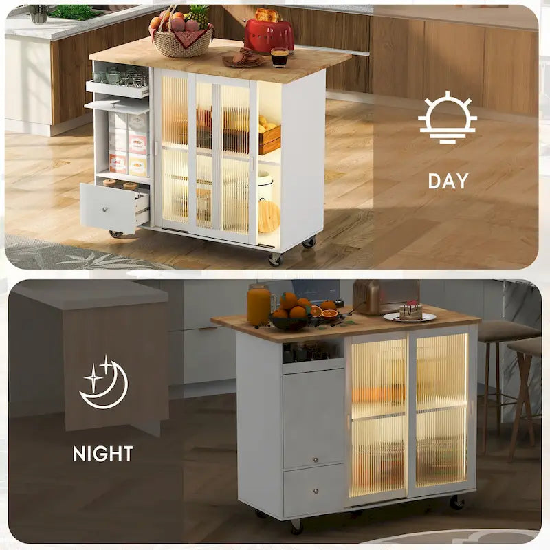 Îlot de cuisine avec abattant (tabouret non inclus)