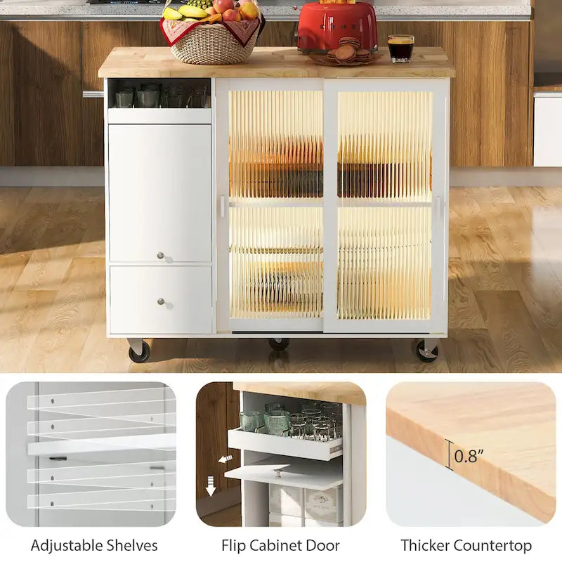 Îlot de cuisine avec abattant (tabouret non inclus)