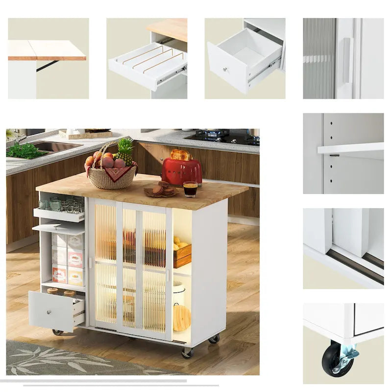 Îlot de cuisine avec abattant (tabouret non inclus)