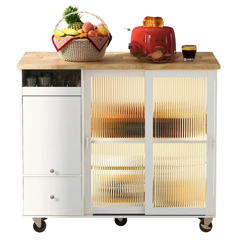 Îlot de cuisine avec abattant (tabouret non inclus)