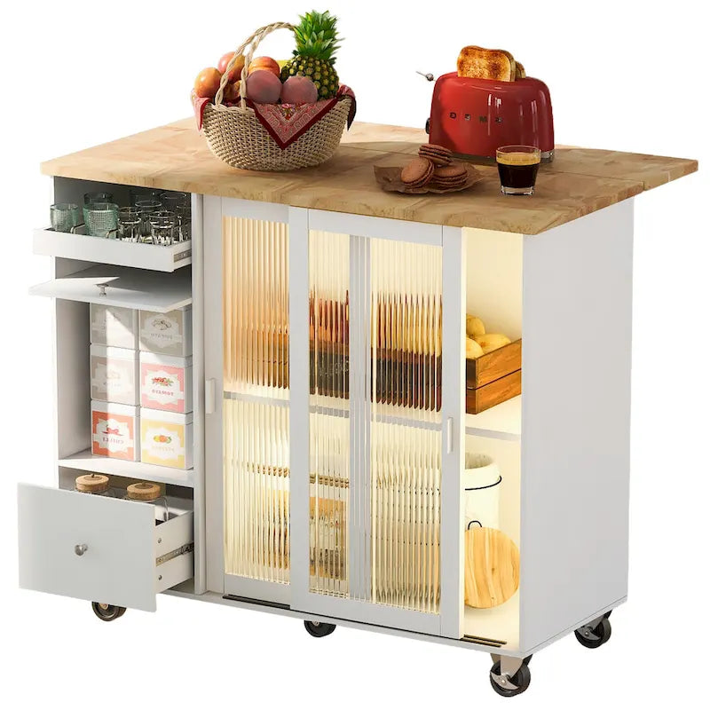 Îlot de cuisine avec abattant (tabouret non inclus)