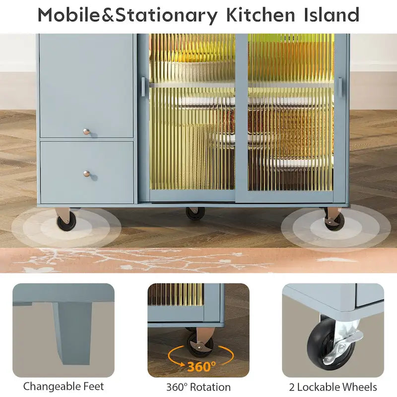 Îlot de cuisine avec abattant (tabouret non inclus)