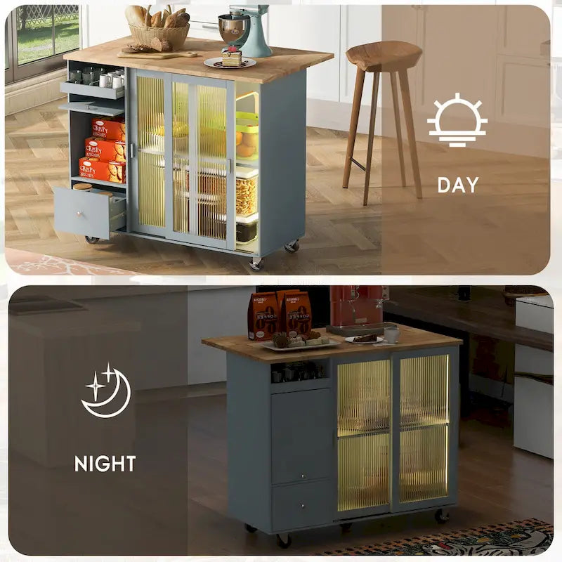 Îlot de cuisine avec abattant (tabouret non inclus)