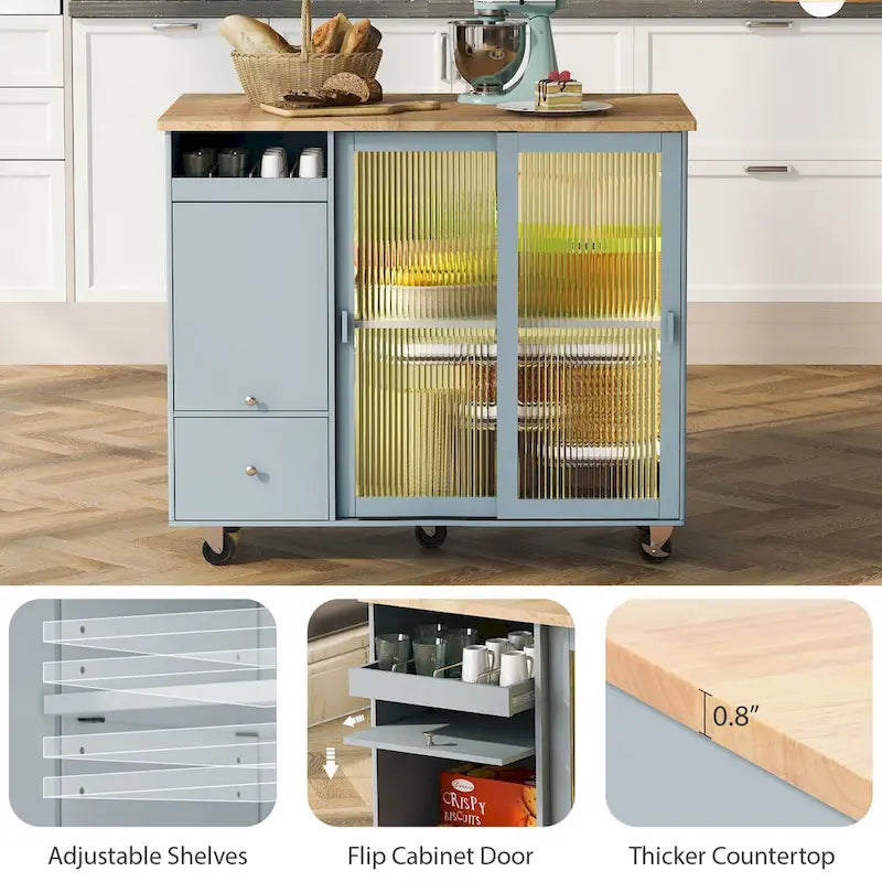 Îlot de cuisine avec abattant (tabouret non inclus)