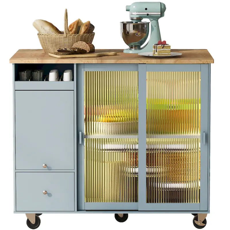 Îlot de cuisine avec abattant (tabouret non inclus)