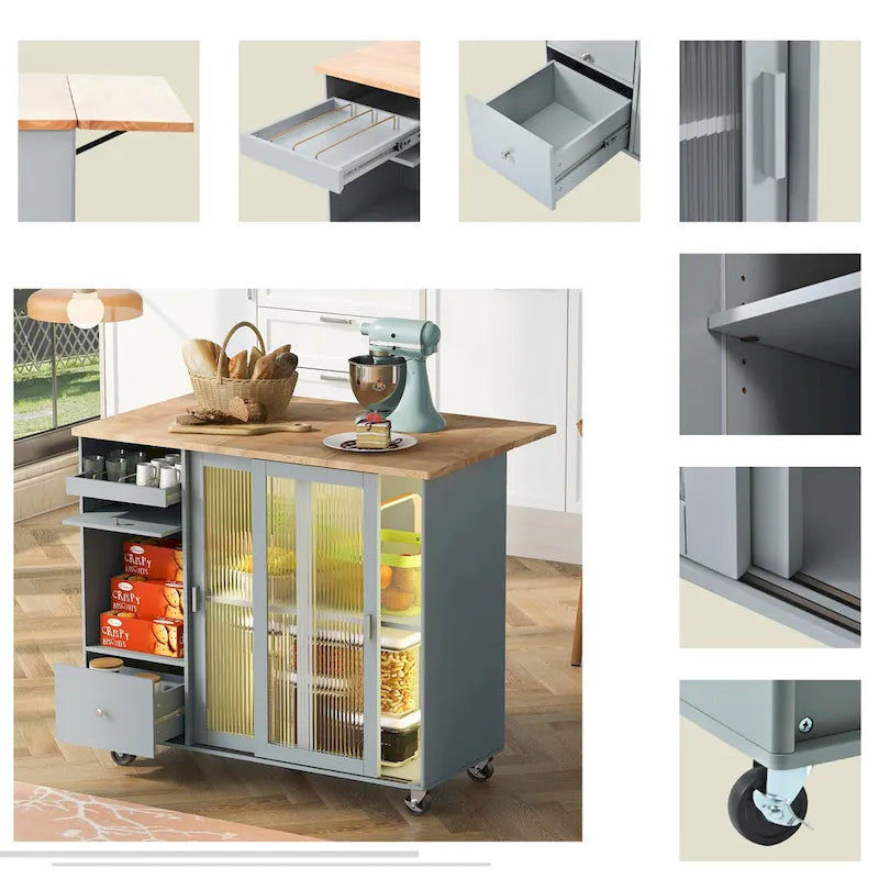 Îlot de cuisine avec abattant (tabouret non inclus)