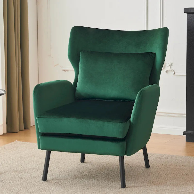 Fauteuil d'appoint en velours à oreilles de 32 pouces