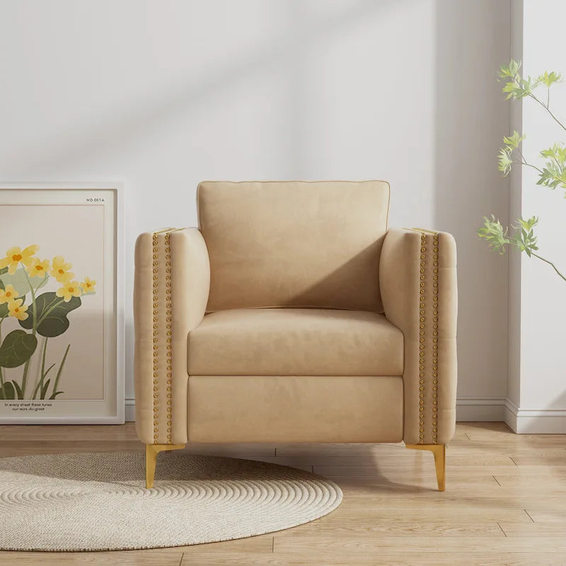 Fauteuil capitonné de couleur kaki 35.4