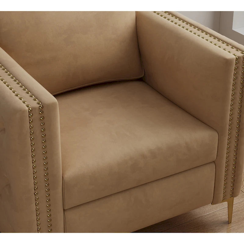 Fauteuil capitonné de couleur kaki 35.4