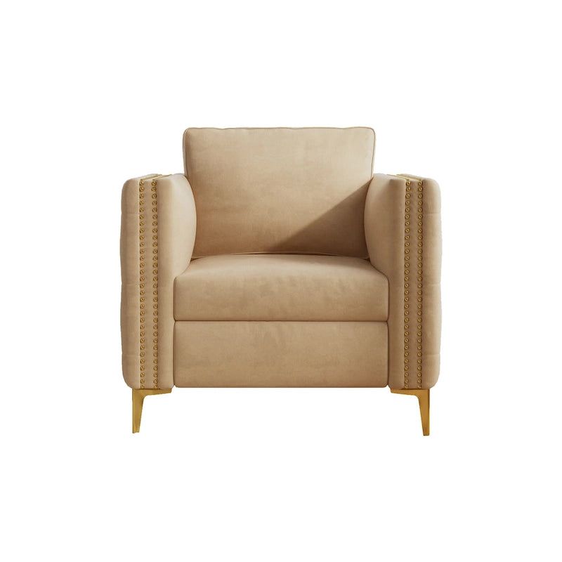 Fauteuil capitonné de couleur kaki 35.4