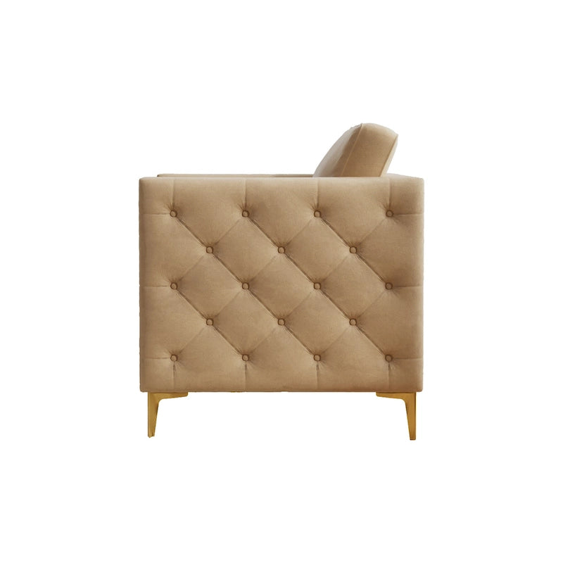 Fauteuil capitonné de couleur kaki 35.4