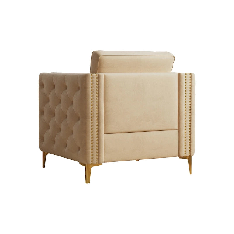 Fauteuil capitonné de couleur kaki 35.4