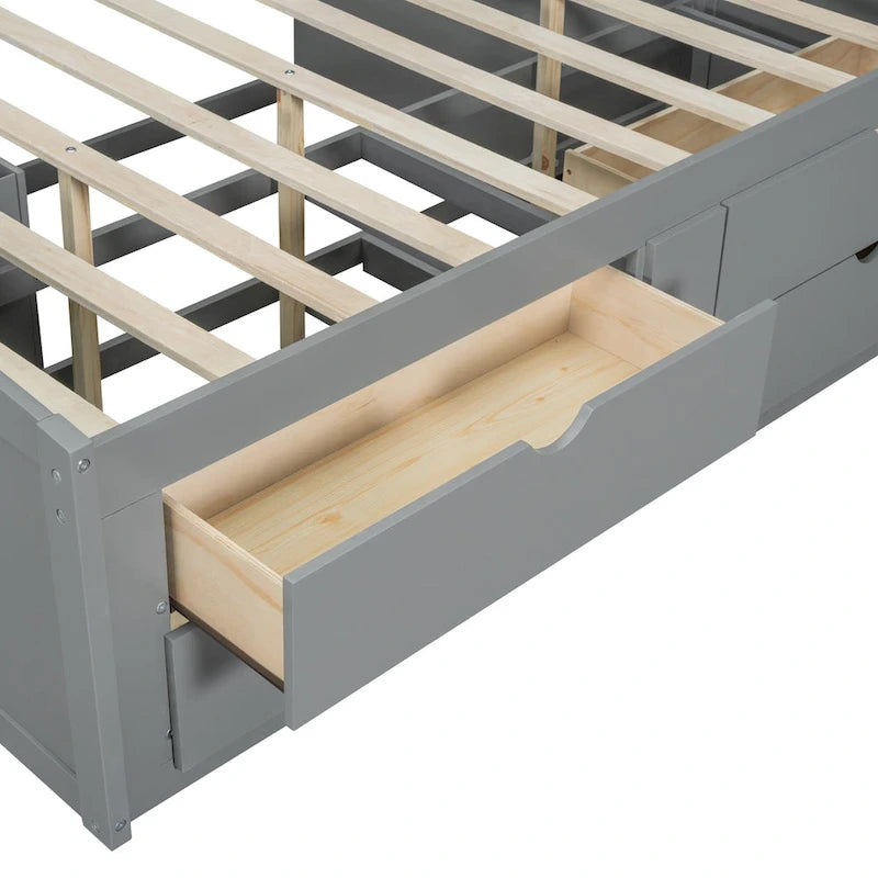 Lit de repos en bois complet avec armoires, étagères et tiroirs