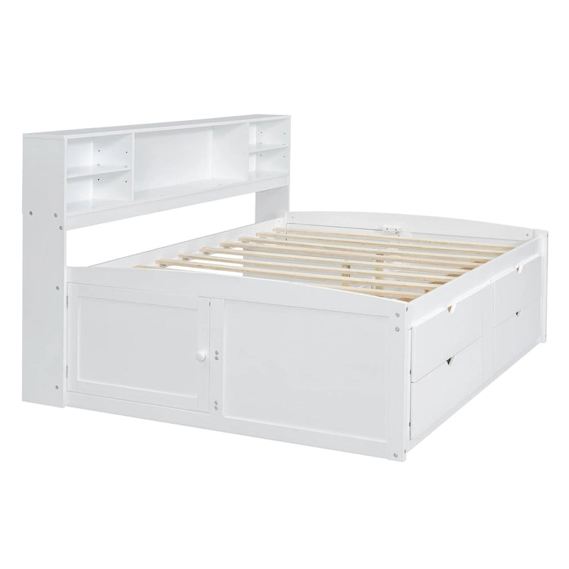 Lit de repos en bois complet avec armoires, étagères et tiroirs