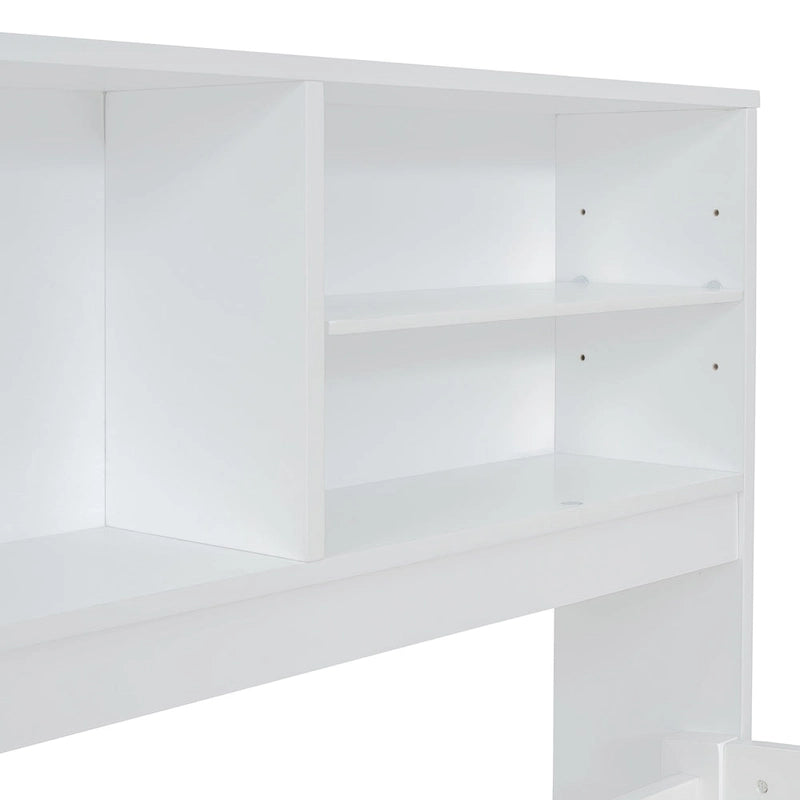 Lit de repos en bois complet avec armoires, étagères et tiroirs