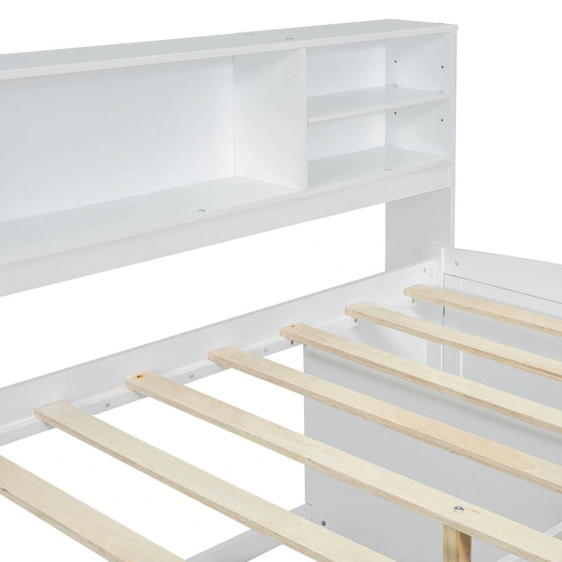 Lit de repos en bois complet avec armoires, étagères et tiroirs