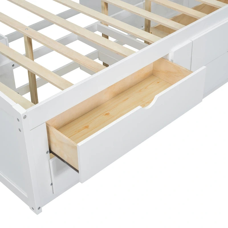 Lit de repos en bois complet avec armoires, étagères et tiroirs