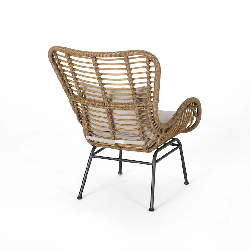 Fauteuils de club en osier d'intérieur avec coussins (lot de 2)