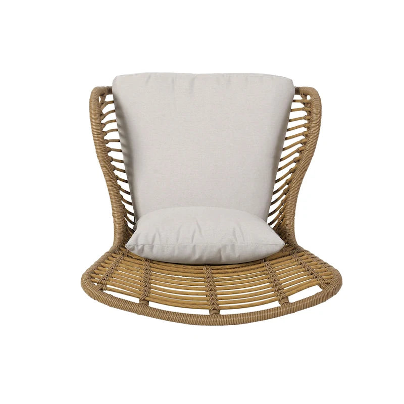 Fauteuils de club en osier d'intérieur avec coussins (lot de 2)