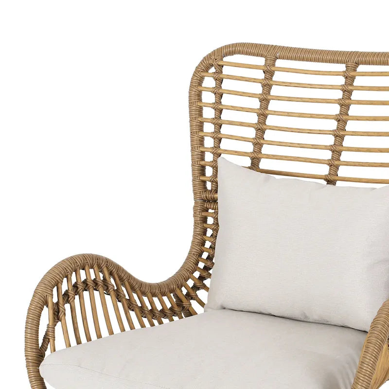 Fauteuils de club en osier d'intérieur avec coussins (lot de 2)