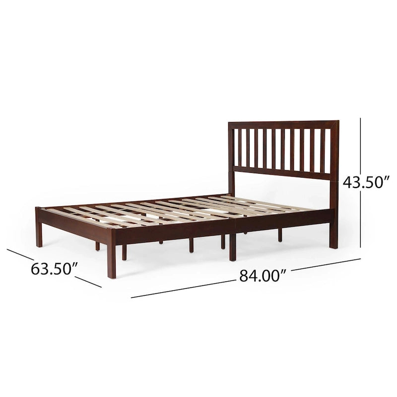 Lit plateforme queen en acacia, style ferme moderne