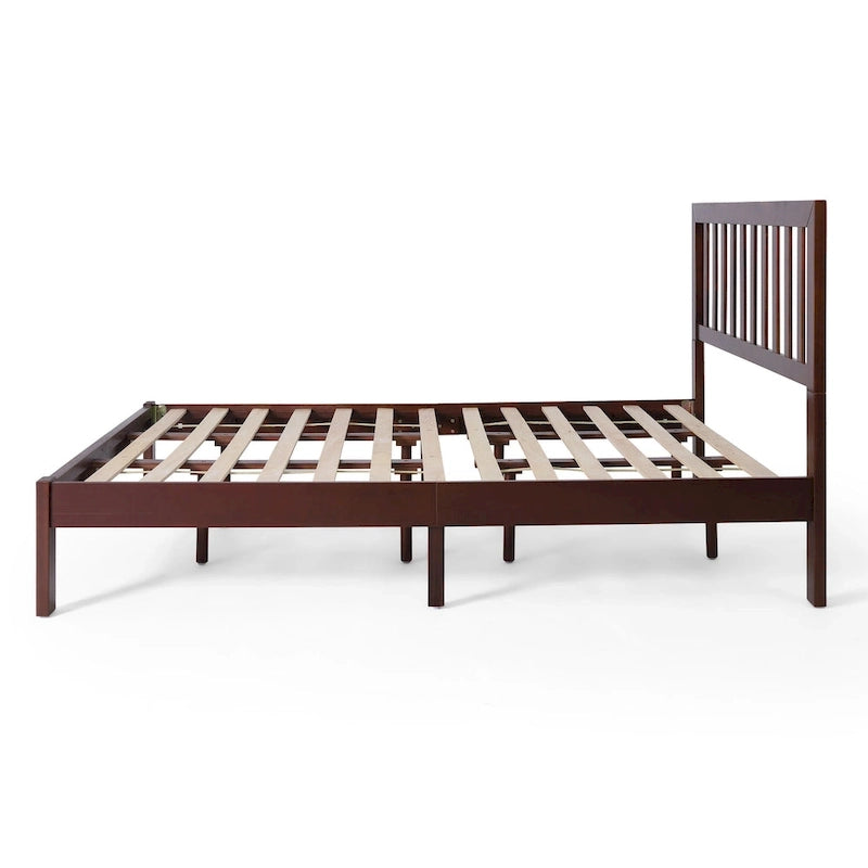 Lit plateforme queen en acacia, style ferme moderne