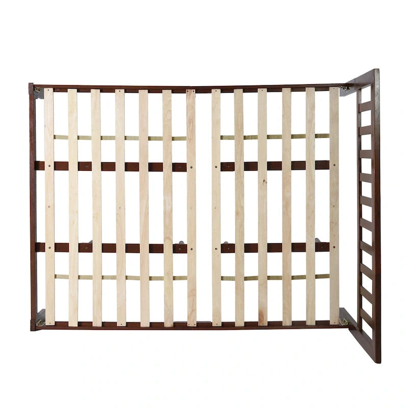 Lit plateforme queen en acacia, style ferme moderne