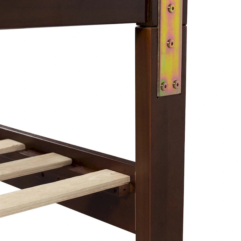 Lit plateforme queen en acacia, style ferme moderne