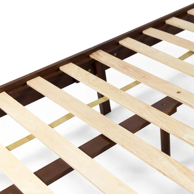 Lit plateforme queen en acacia, style ferme moderne
