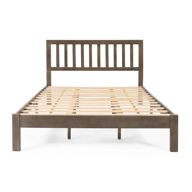 Lit plateforme queen en acacia, style ferme moderne